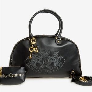 Juicy Couture UK MAXI SCOTTIE DOG Black Shoulder Bag with Gold studs WEEKENDER